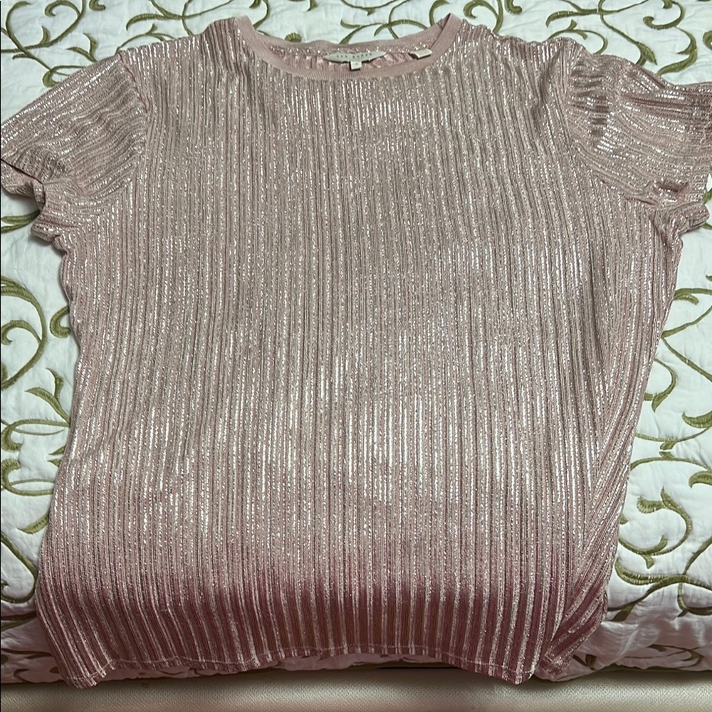 Ribbed Pink Cap Sleeve T-Shirt
